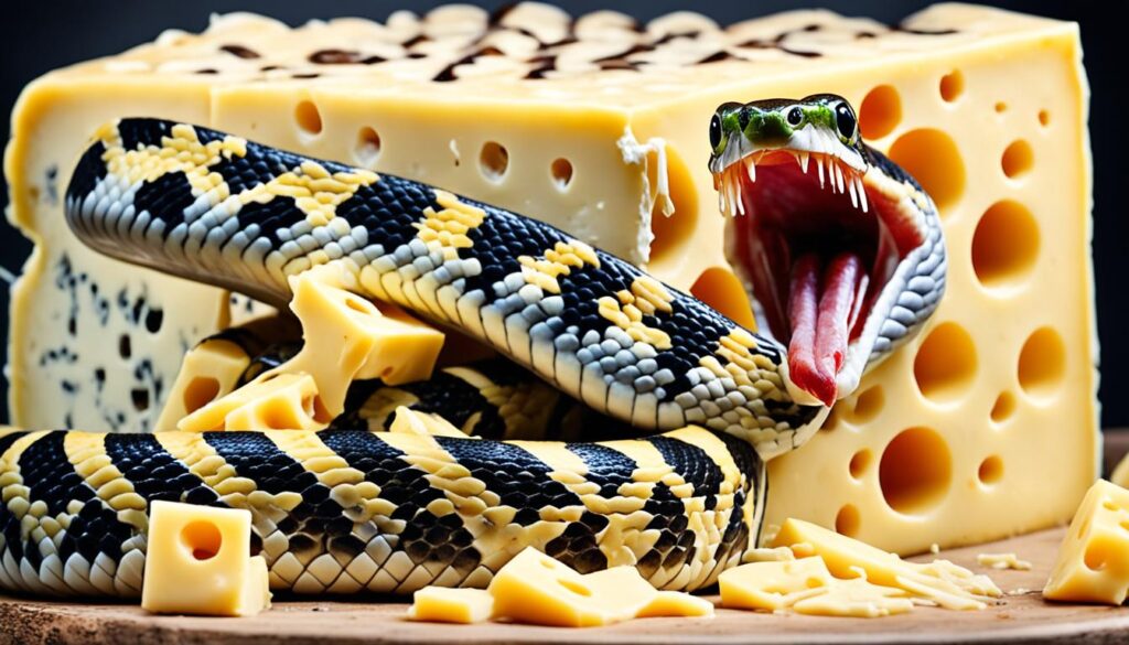feeding cheese to snakes