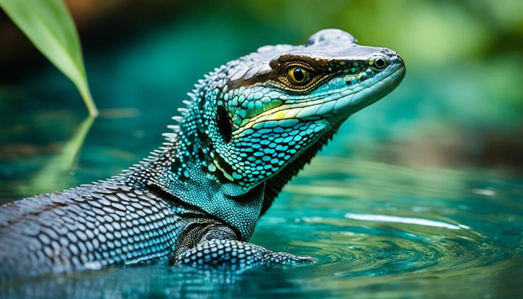 pet monitor lizard swimming